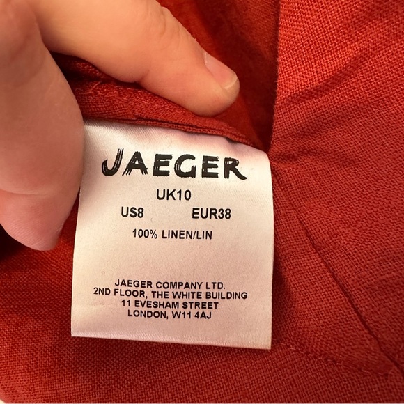 Jaeger London Vintage Linen Sleeveless Burnt Orange Shift Dress Size UK 10 US 8 - Picture 11 of 12